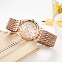 Load image into Gallery viewer, Amber Rose Gold Mesh Strap Watch