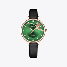 Load image into Gallery viewer, Green Dial Black Strap Leather Watch