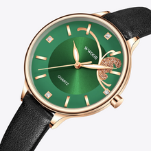 Load image into Gallery viewer, Green Dial Black Strap Leather Watch