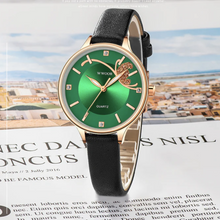 Load image into Gallery viewer, Green Dial Black Strap Leather Watch