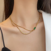 Load image into Gallery viewer, Rectangle Green Crystal Necklace
