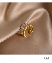 Load image into Gallery viewer, Zircon Gold Double Opening Rings