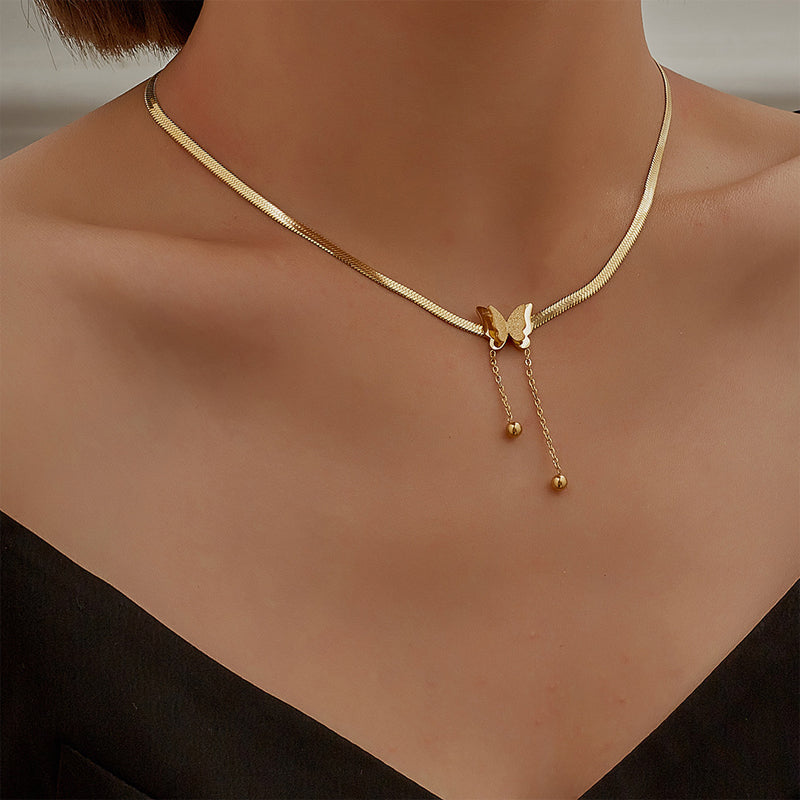 Gold Colour Butterfly Choker Necklace