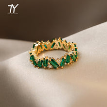 Load image into Gallery viewer, Green Crystal Irregular Gold Rings