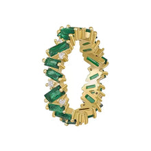 Load image into Gallery viewer, Green Crystal Irregular Gold Rings
