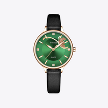 Load image into Gallery viewer, Green Dial Black Strap Leather Watch
