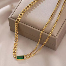 Load image into Gallery viewer, Rectangle Green Crystal Necklace
