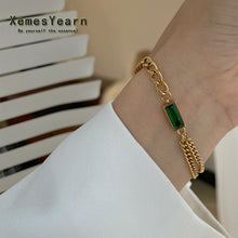 Load image into Gallery viewer, Rectangle Green Crystal Bracelet
