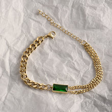 Load image into Gallery viewer, Rectangle Green Crystal Bracelet
