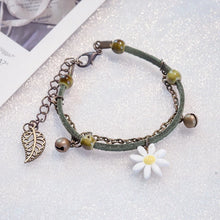 Load image into Gallery viewer, Daisy Leather Bracelet With Chain
