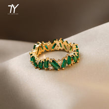 Load image into Gallery viewer, Green Crystal Irregular Gold Rings
